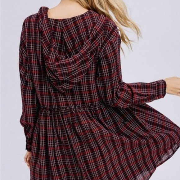 Emily - Red Checkered Hood Babydoll Dress/Top - Picture 5 of 5